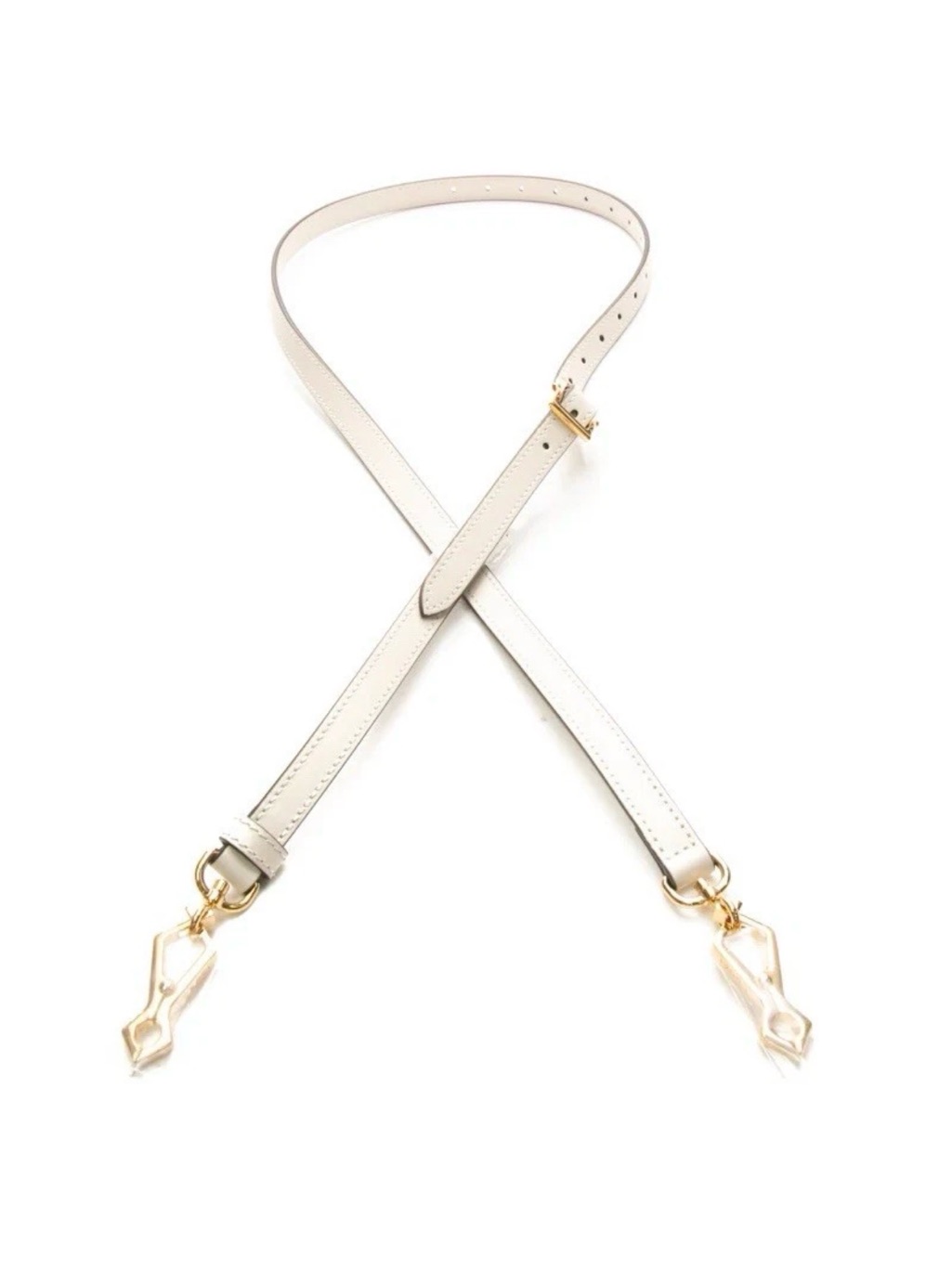 Gucci White Leather Adjustable Replacement Strap With Gold Hardware Nwt
